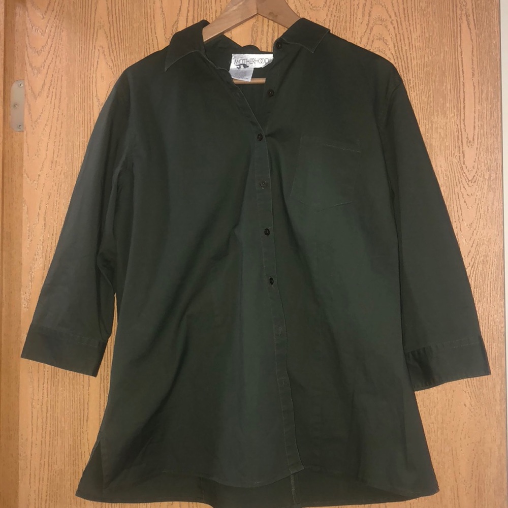 Green Button Down Maternity Shirt